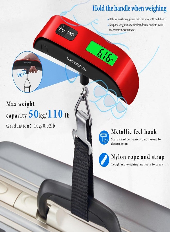 SOYOK Luggage Scale, Portable Luggage Weight Scale 110lb/50kg with LED Display, Luggage Scale Travel Digital for Weighing Luggage, Backpacks, Fruits and Pets (Red) - Image 4
